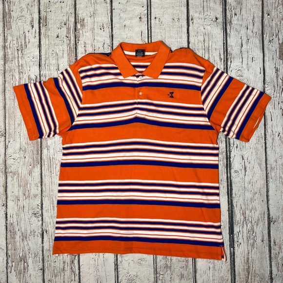 Starbury Steve & Barry's Mens Orange Polo Preppy Basketball Striped Golf Tennis - Picture 1 of 6